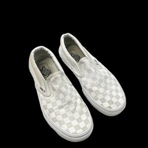 checkered vans light grey